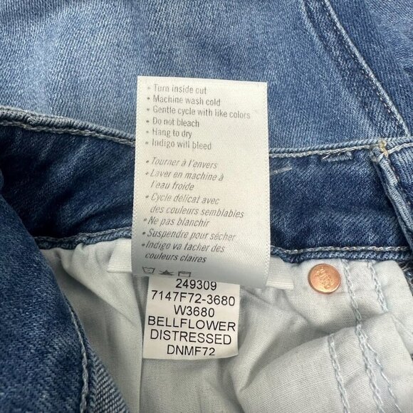 New Paige Hourglass High Rise Boot Flare Jeans 25 In Bellflower Wash Distressed - Picture 14 of 16